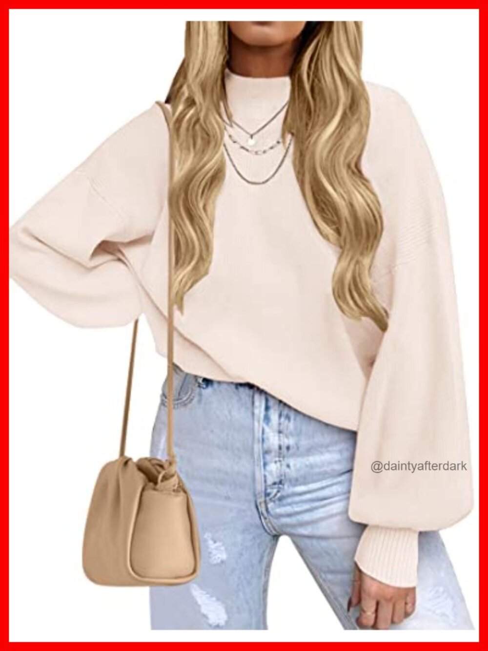 Womens Turtleneck Knit Oversized Sweater Long Sleeve Fall Pullover